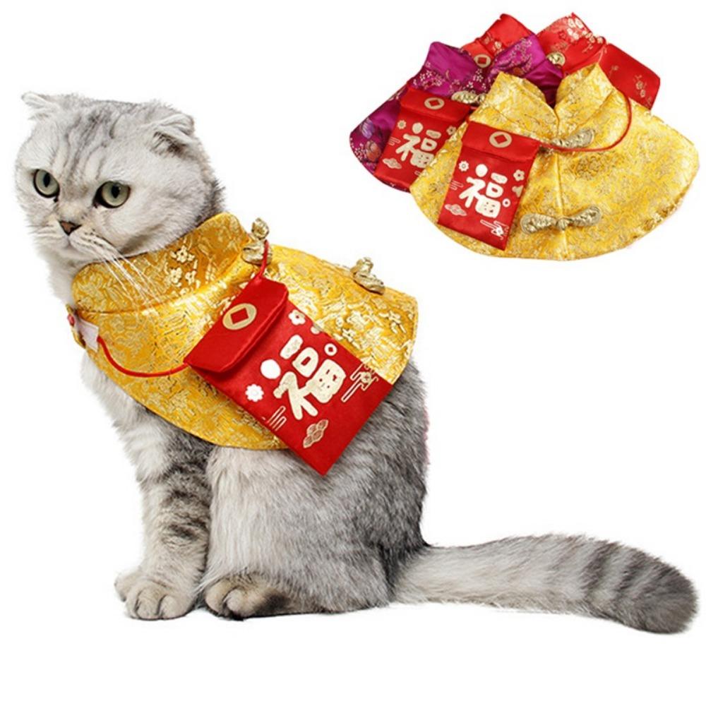 Tang Dynasty Dress Costume Pet Collar New Year Pet Dress Up Cat Vest Cat Cloak Pet Coat Cat Cape