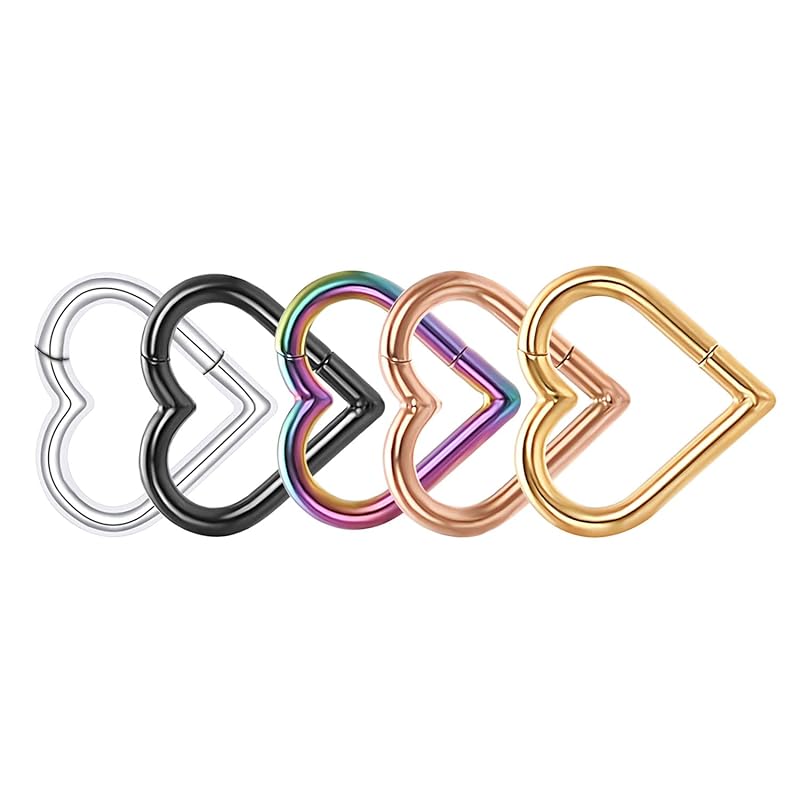 

[JOLCHIF] 5 pieces cartilage piercing heart ring earrings stainless Earring jewelry for metal allergies present