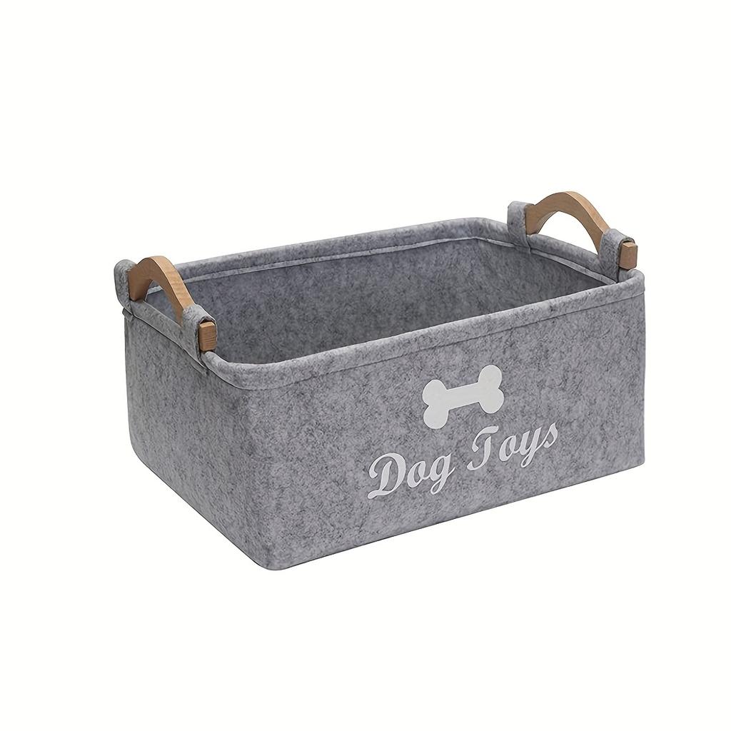 Multifunctional Felt Storage Basket Wooden Handle Pet Toys Home Organization Living Room Bedroom Use