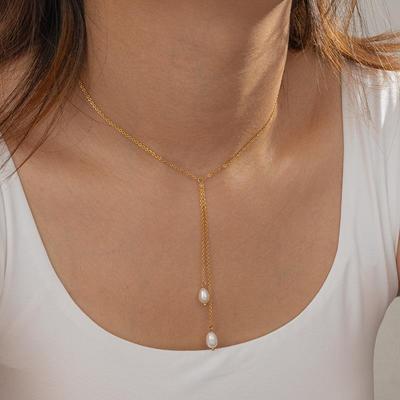 316L Edelstahl Perlenanhänger Halsketten Trendig Elegant Wasserdicht Verlobung Schmuck Geschenke EL0056