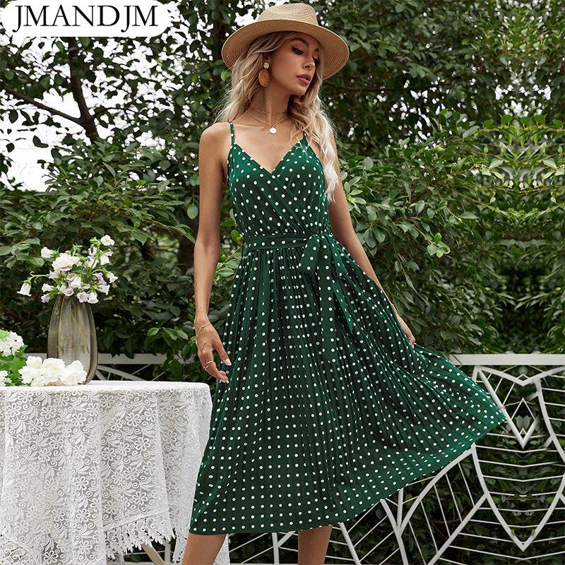 

Летнее сексуальное платье в горошек с v-образным вырезом для женщин, плиссированное платье с принтом на шнуровке