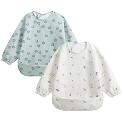 Baby Feeding Waterproof Apron for Suitable for for Daycare and Kindergarten of Chestnut [Little Dimsum] Long-Sleeved Apron, Feeding, Weaning, (6-36