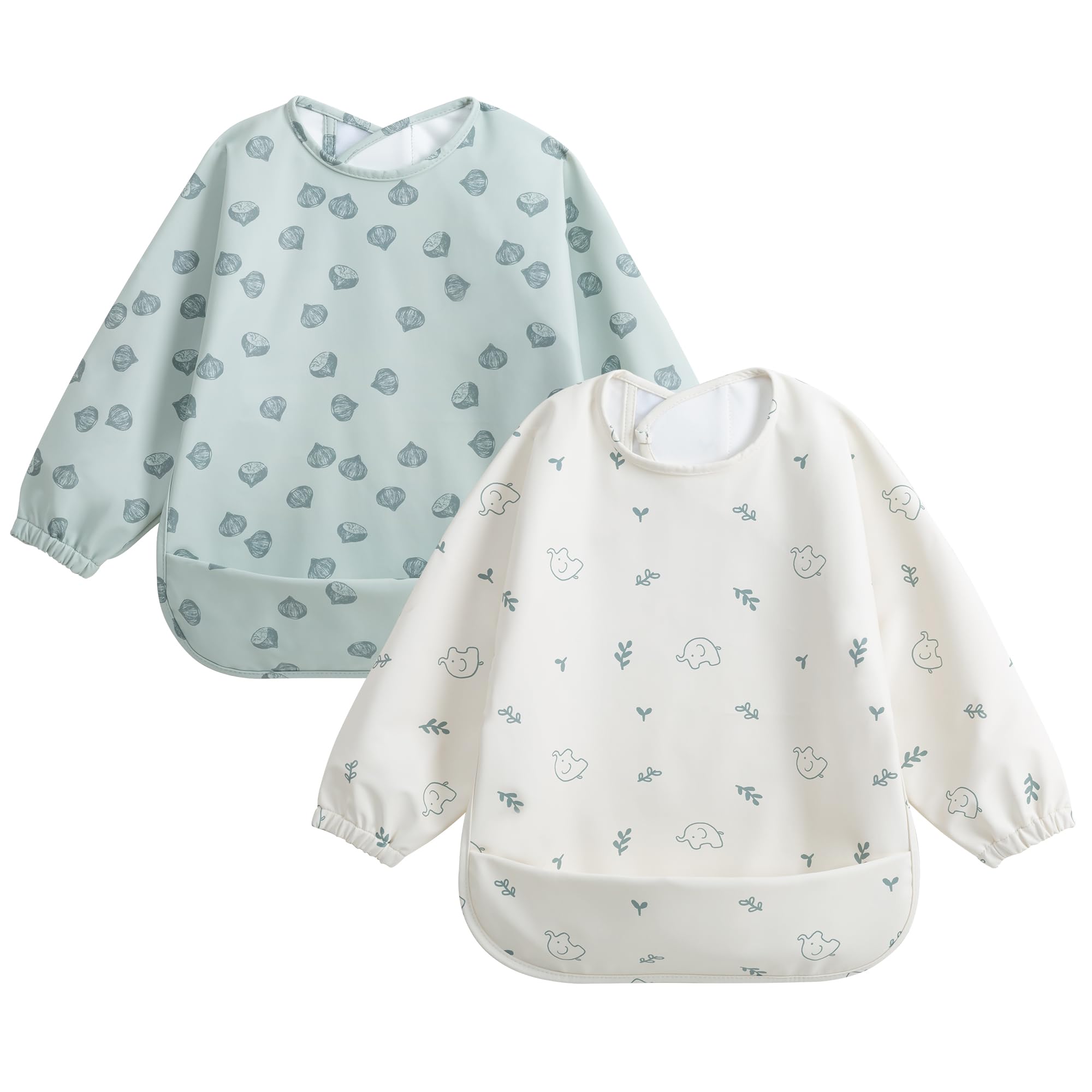 

Baby Feeding Waterproof Apron for Suitable for for Daycare and Kindergarten of Chestnut [Little Dimsum] Long-Sleeved Apron, Feeding, Weaning, (6-36