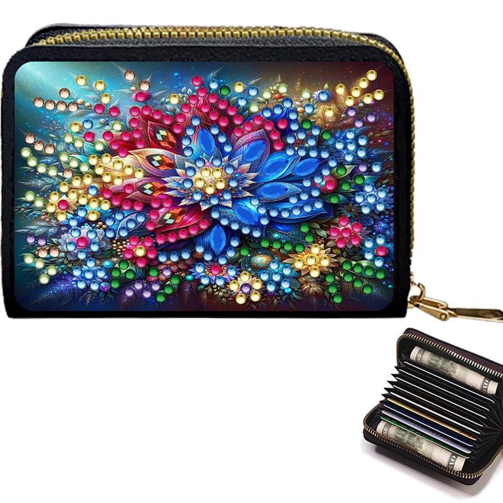 5D Diamond Painting Art Portable Card Bag Zipper Closure Diamond Painting Fashion Card Holder Coin Purse