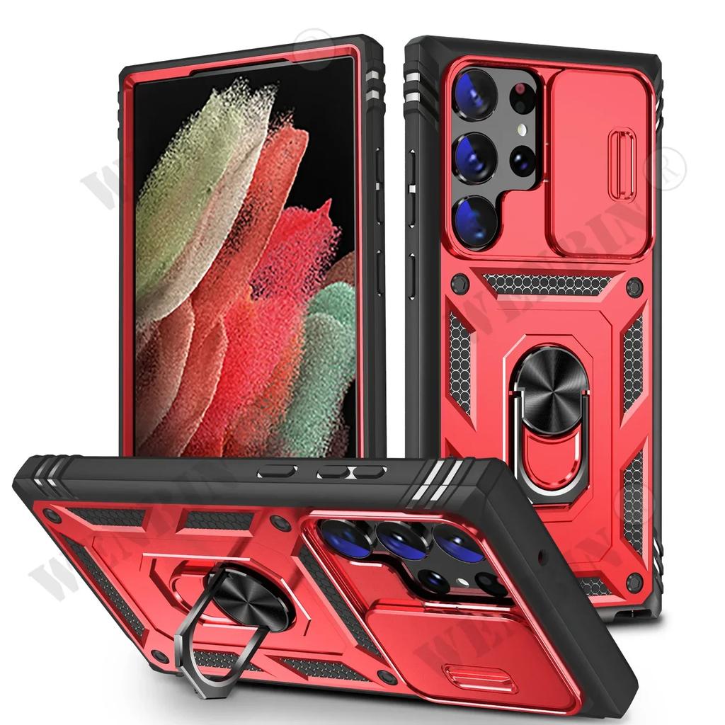 Case For Samsung S25 S24 S23 S22 Ultra Plus S24 FE A56 A36 Heavy Duty with Camera 360 Degree Rotate Kickstand Shockproof Cover
