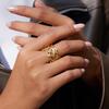  New Openwork Lace Adjustable Opening Ring Metal 18 K Plated Statement Trendy Jewelry Bagues Pour Femme Gift
