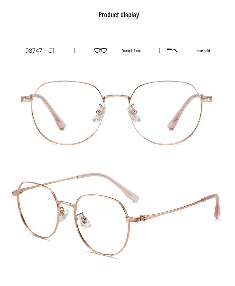 New Women's Slimming Pure Titanium Polygon Eyeglass Frame (53mm) - Fashionable and Versatile 