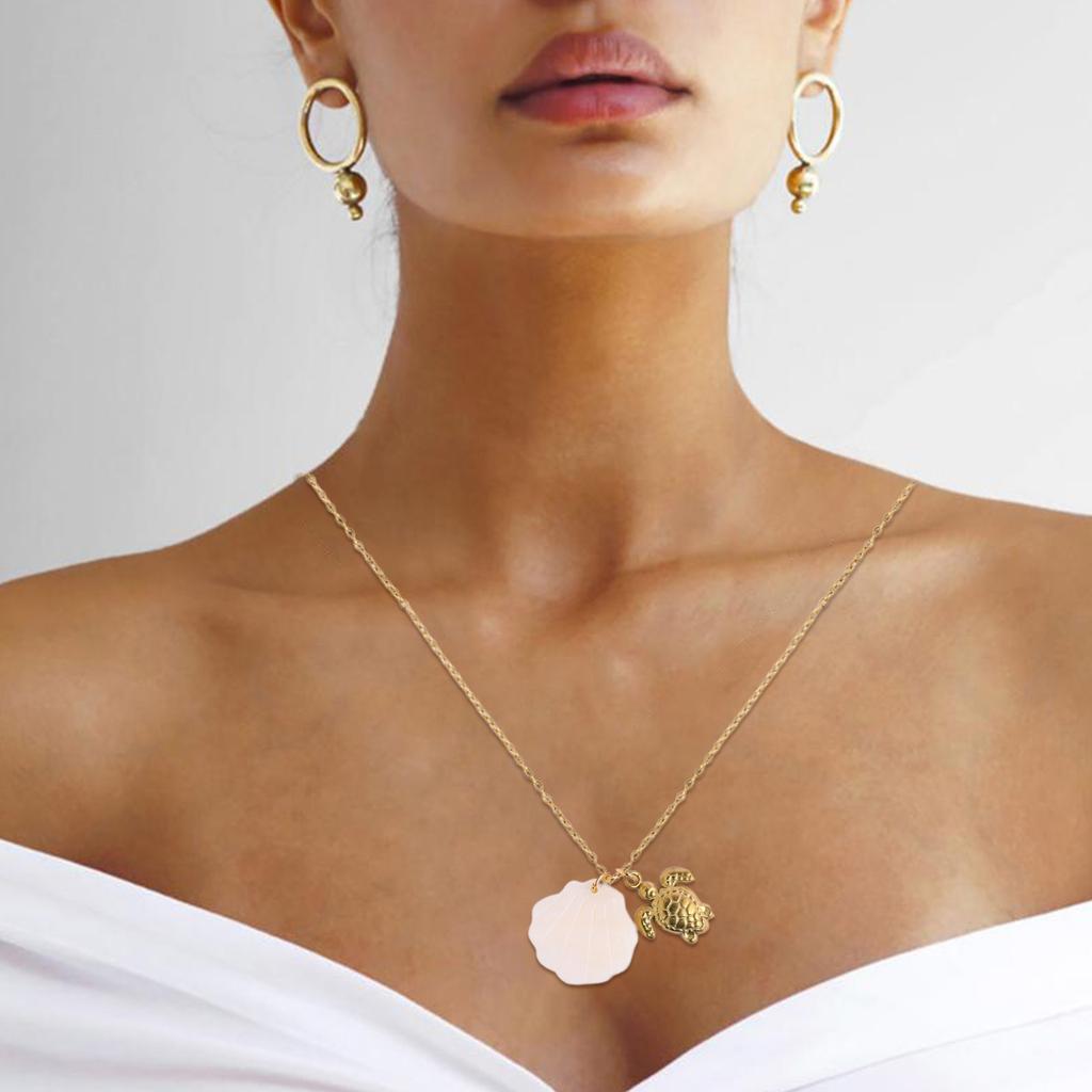 Stainless Steel Necklace Dolphin/Sea Turtles/Starfish/Seashells Pendant Choker Adjustable Length Neckchain for Women