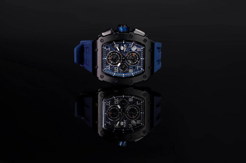 TSAR BOMBA Watch 5 ATM Water Resistant Tonneau Watch Business Stainless Steel Sports Luxury Fashion Casual Watch Barrel Shape Black Blue Men's