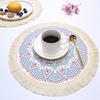 Descanso de Panela Antiderrapante para Cozinha, Jogo Americano Tecido de Algodão Estilo Boho, Jogo Americano de Mesa com Franjas de Borla para Pratos de Jantar, Jogo Americano Lavável a Quente, Suporte de Panela Resistente para Pratos Quentes,