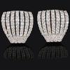 Huitan Silver Color Claw Design Piercing Earrings for Women Bling Bling Cubic Zirconia Crystal Accessories Modern Trendy