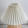 Soft Light Pleated Table Lamp Rattan Base Nightstand Lamp Modern Desk Accent Lamp  Nightstand Decor