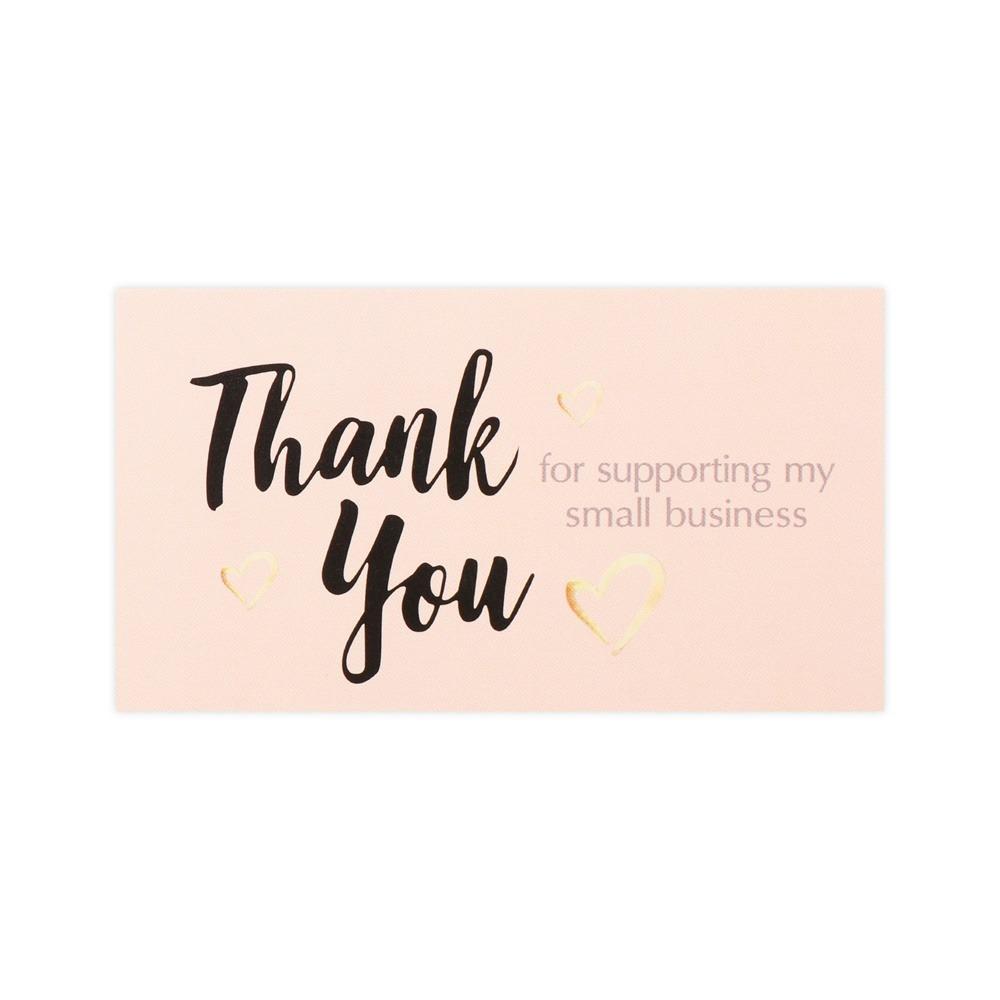 Gold Heart "Thank You For Supporting My Small Business" Pink Greeting Cards Business Thanks Notes