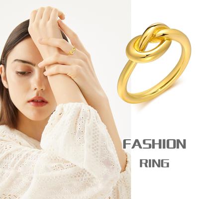 Love Knot Ring for Women, Stainless Steel Gold Plated Dainty Stacking Ring, Tiny Tie The Knot Statement Jewelry