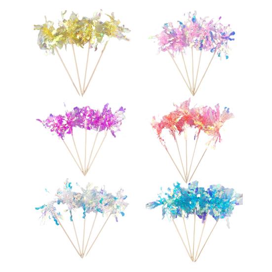 5Pcs Happy Birthday Cake Toppers Glitter Cake Decoration Colorful DIY Baking Cupcake Toppers for Wedding Birthday Party