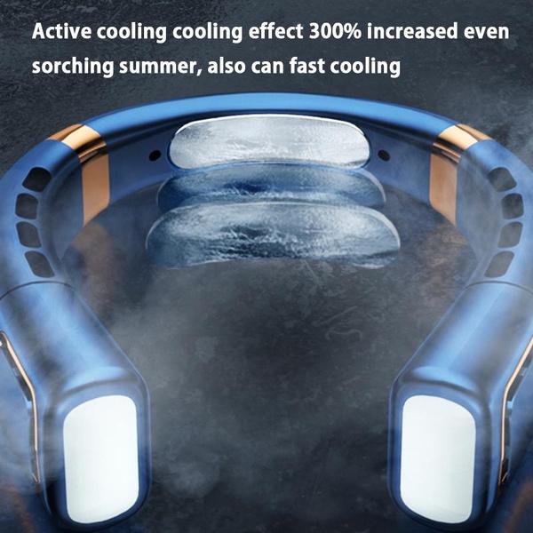 New Portable Hanging Neck Fan Digital Display With/Without Colorful Atmosphere Light 5 Gears Ventilador Bladeless Neckband Fan 3000/8000mAh