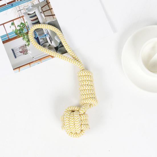 Dog Cotton Rope Toy Rope Knot Ball Chew Toy Interactive Tug-of-War Rope Toy with Grip Ring for Dogs Teeth Cleaning Boredom Relief