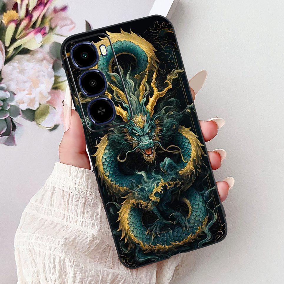 Cool Dragon Lion Tiger Cartoon 2D Printed Pattern Casing For Itel City 100 City100 Case Soft Silicone Black Back Cover Landscape