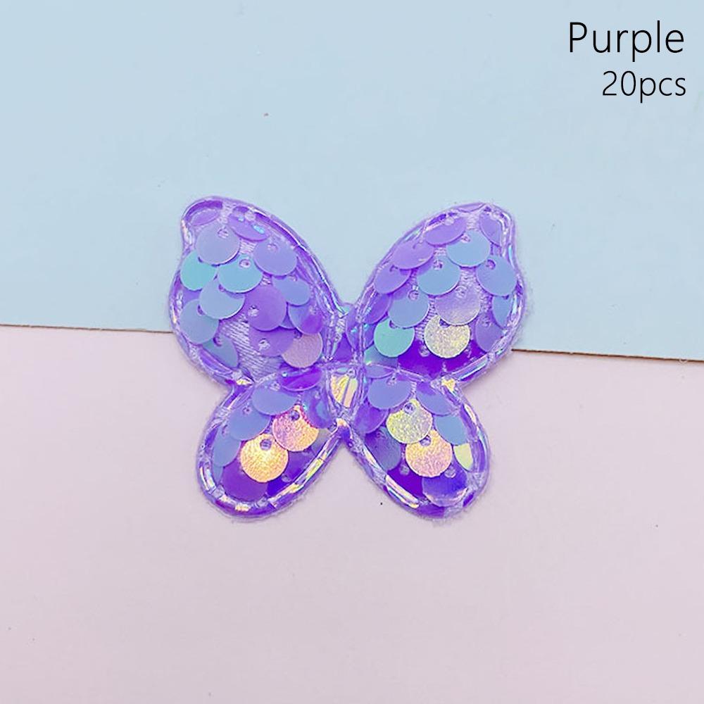20Pcs Sew On Glitter Sequins Butterfly Patches 40x35mm Clothes Patches  Hat Shoes Sewing