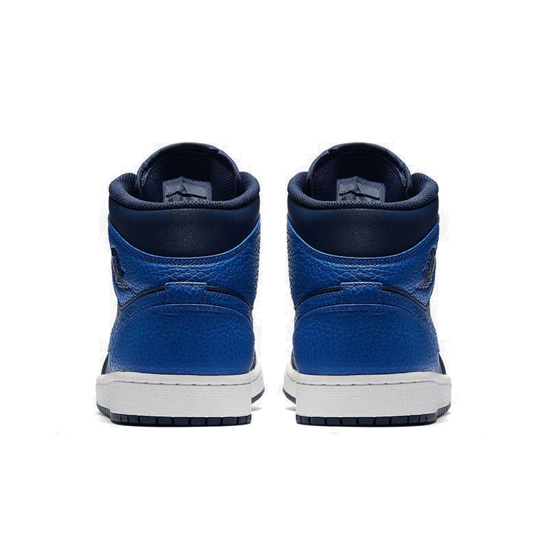 Jordan Air Jordan 1 Mid Cow Leather, Leather Comfortable Lightweight Cushioning Mid top Children's Basketball Shoes 554725-412