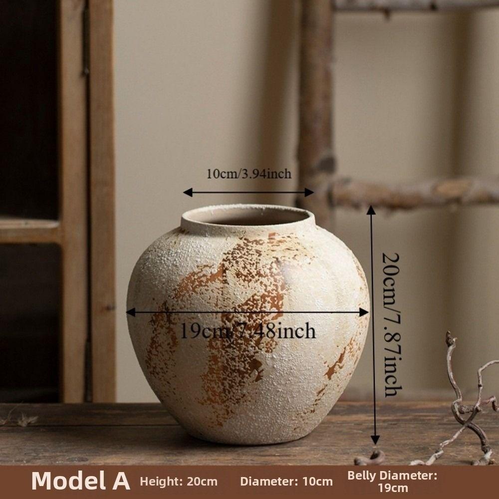 Wabi Sabi Style Ceramic Vase Decorative Unique Speckled Texture Flower Pot Classical Beauty Matte Texture Ceramic Flower Jars