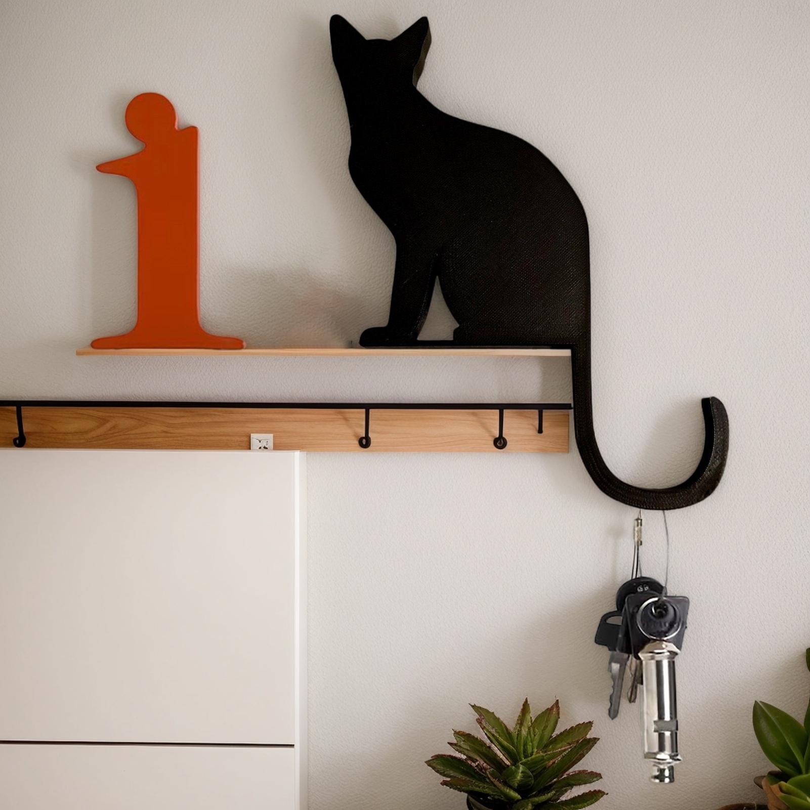 

Creative Towel Rack Cartoon Cat Kitchen Key Holder Bendable Cat Tail Hook Kitchen Office Decoration Hook No Wall Damage CN