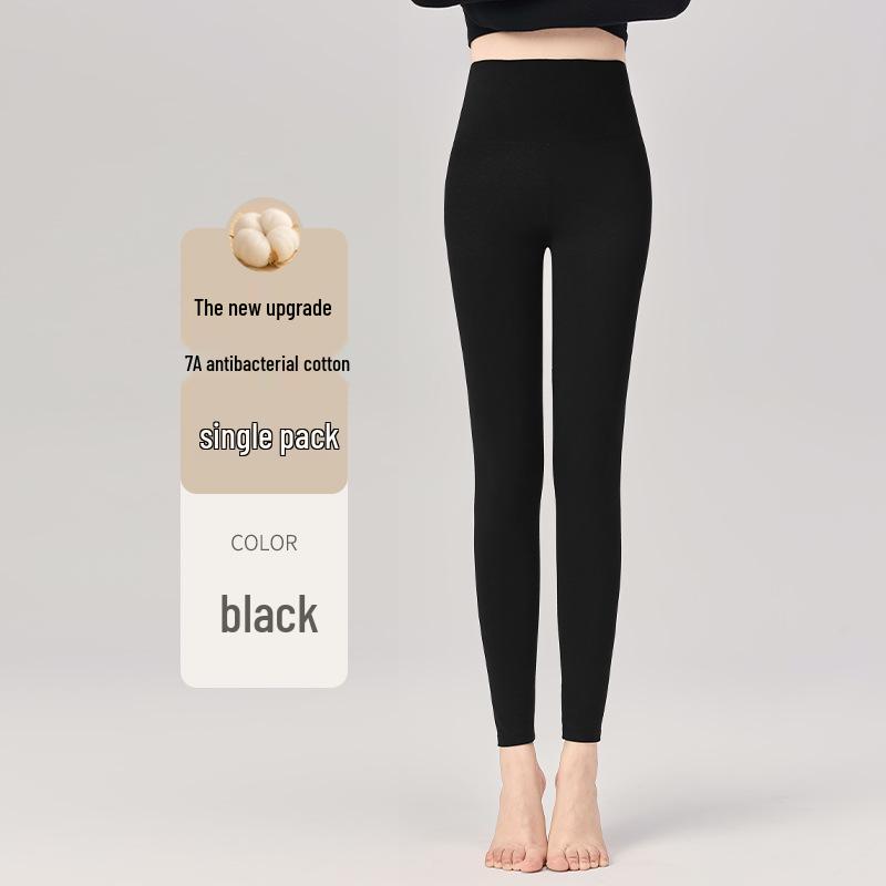 Plus Size Women's High Waist Thermal Cotton-Wool Pants - Antibacterial, Autumn/Winter Base Layer