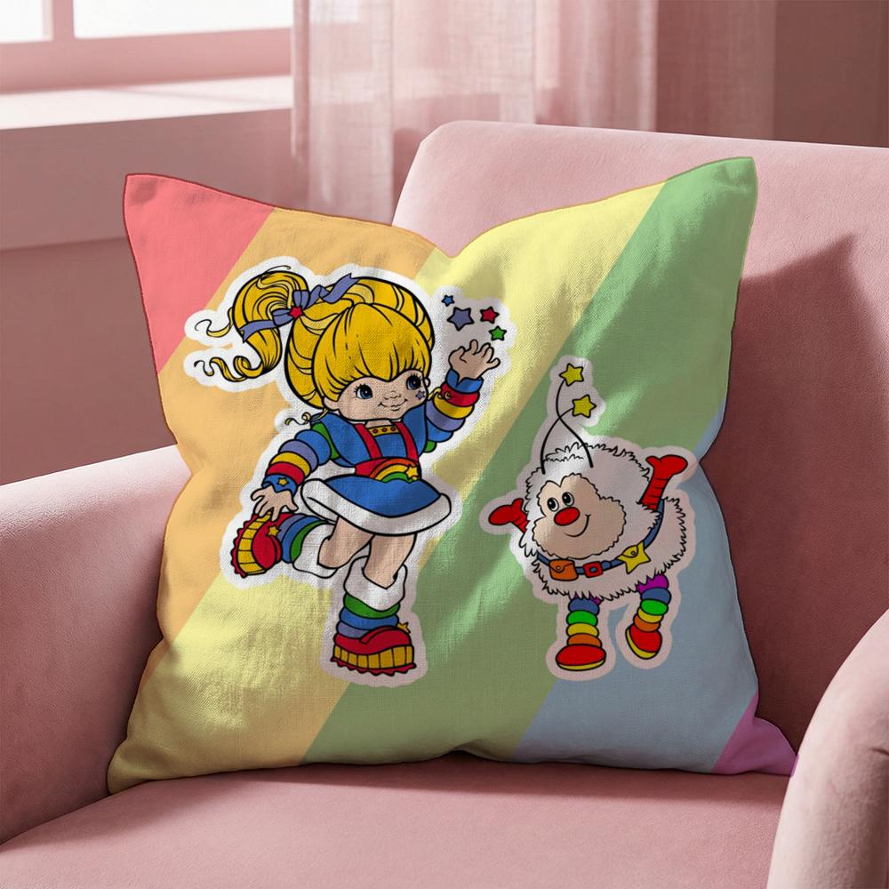 R-Rainbows Cute Brite Cushion Cover Multi-Scene Pillow Cover for Home & Car - Reversible, Soft & Durable for Daily Use