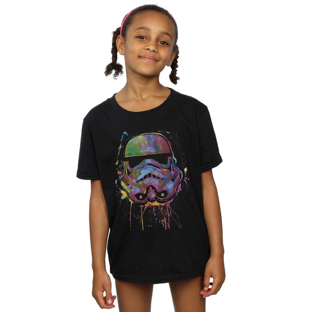 STAR WARS Girls Stormtrooper Paint Splats Cotton T-Shirt