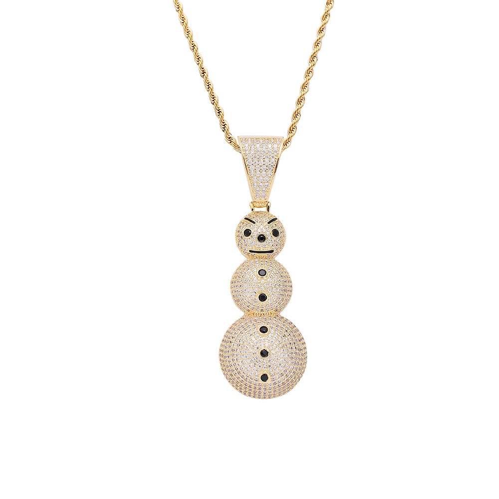 

Snowman Zircon Pendant: Hip Hop Jewelry & Rap Accessory Gold Pendant (No Chain)