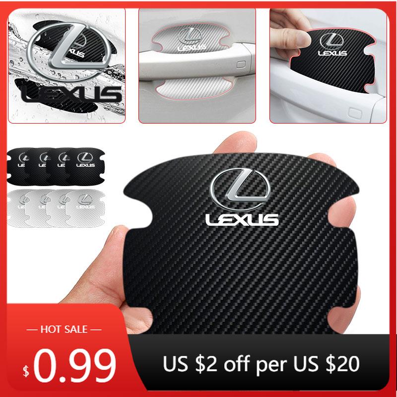 Interior Stickers Carbon Fiber Car Door Handle Protection Sticker Emblem Accessories For Lexus RX 300 IS 250 300 GX 400 460 UX 2