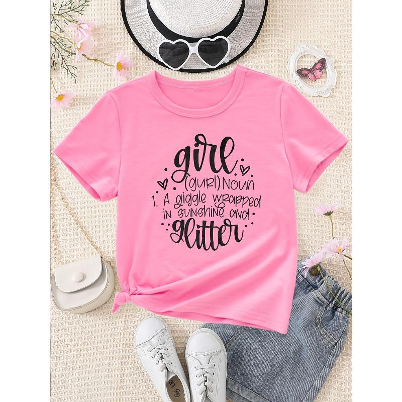 European sizes Creative Letter Print Stylish Casual Minimalist T-Shirt 98cm розовый