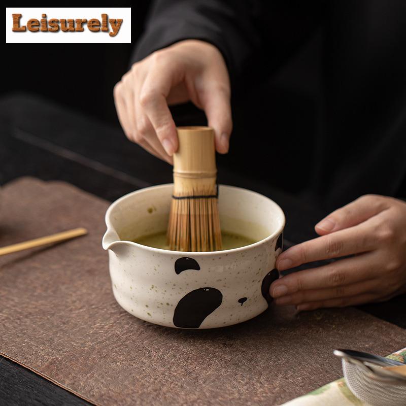 Niedliches Haustier Japanisches Matcha-Set Keramikschale Bambus Matcha-Besen Teelöffel Teesets Geschenke für Teeliebhaber Teezubereitungswerkzeuge Zubehör