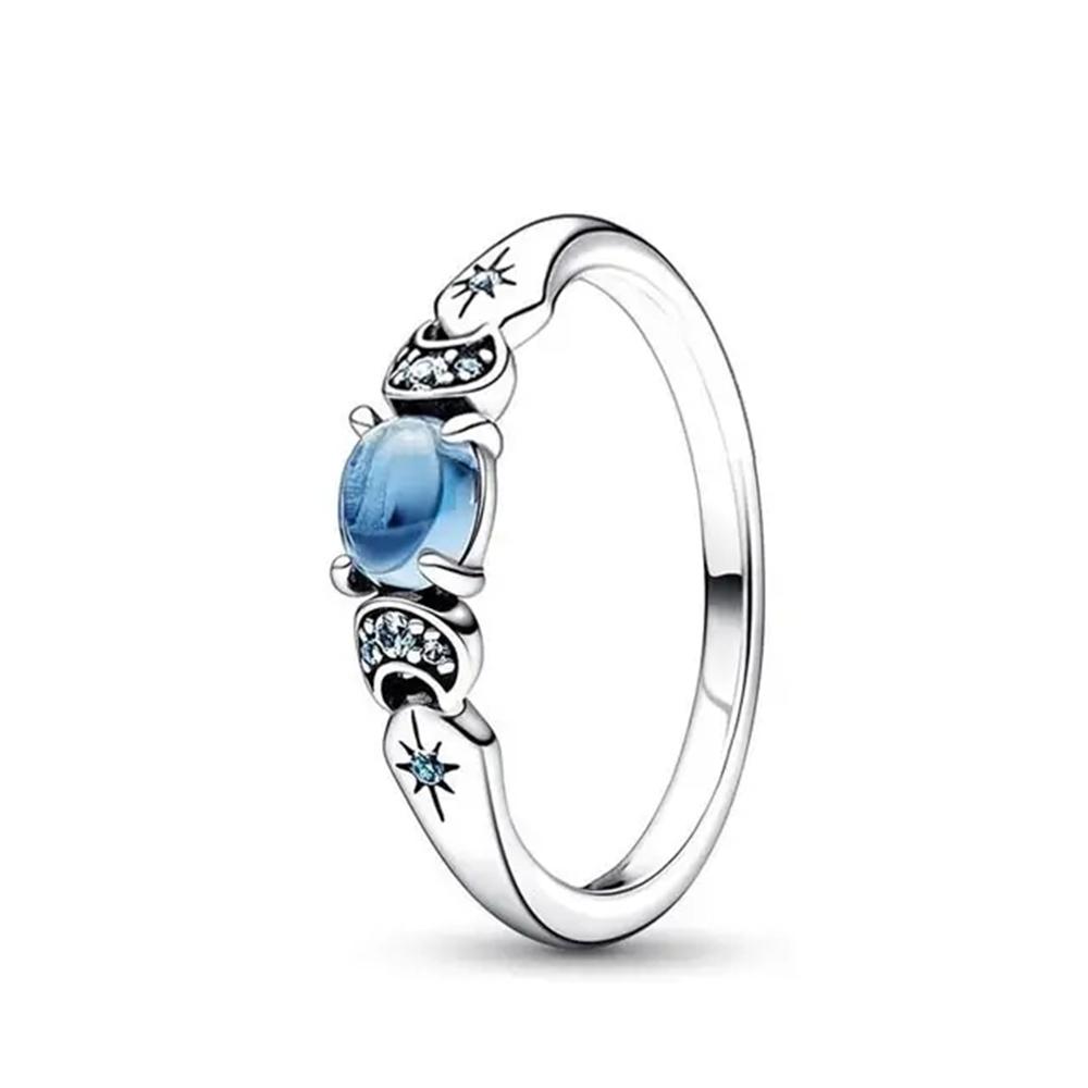 925 Silver Sapphire Bow Flower Size 6 7 8 9 Ring Wedding Fashion High Jewelry For Women