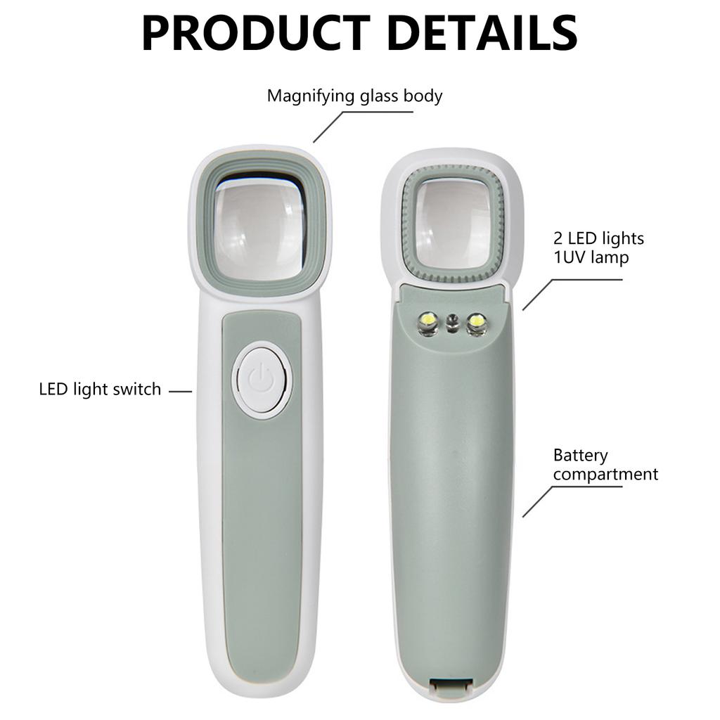 Handheld Magnifying Glass with LED High Power Lens Illuminated Reading Magnifier with 3 LEDs for Seniors & Hobbyists