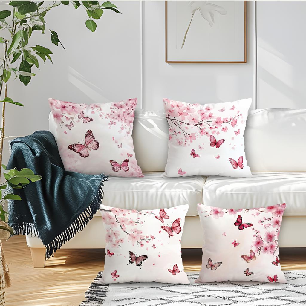 Cherry Blossom Butterfly Pillowcase Printed Polyester 40/45/50cm Throw Pillowcover Decorative Sofa Cushion Pillowslip Home Decor