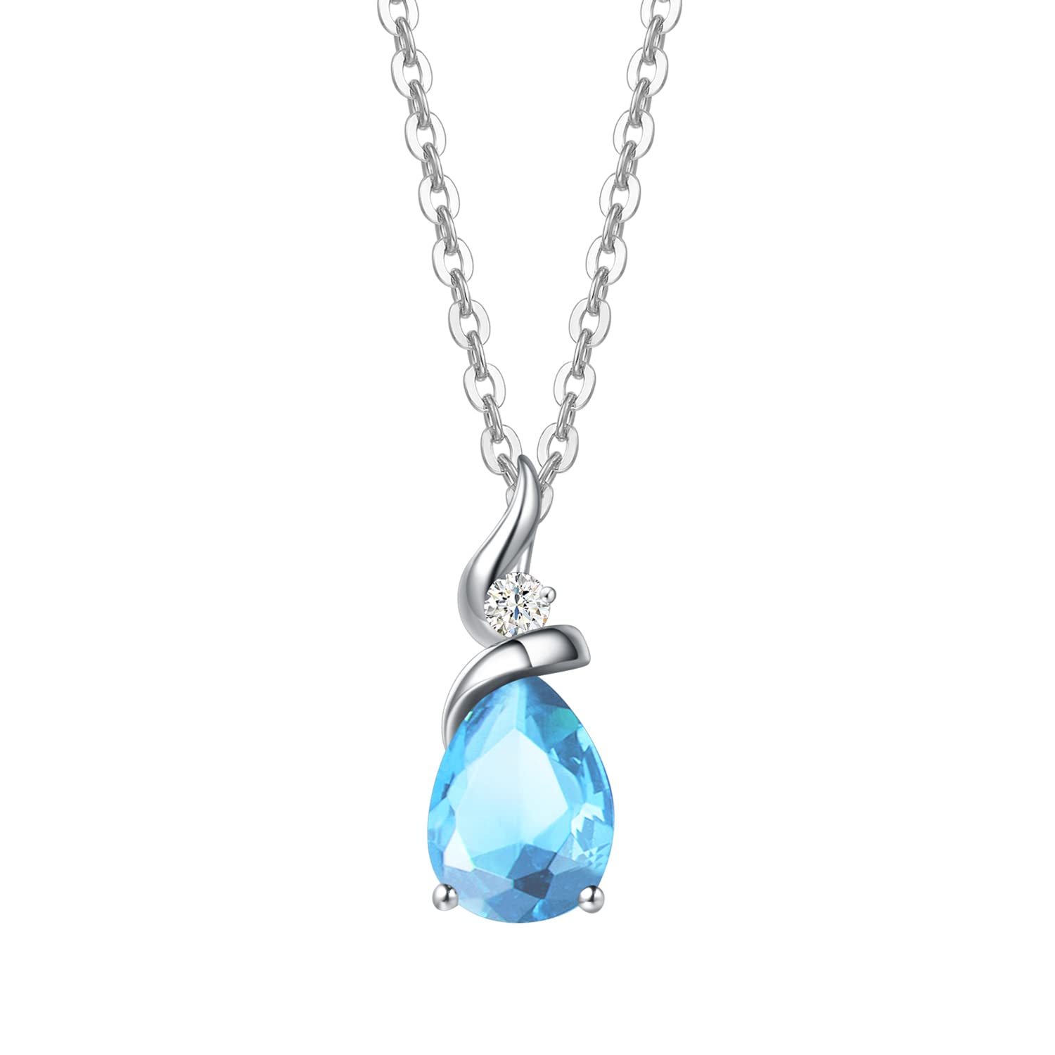 

Diamond K14 White Gold Necklace for March Drop 14K Gift Wrapping Gift [FANCIME] Women, Aquamarine, Birthstone, Lab-Grown Diamond, Pendant, Gold,