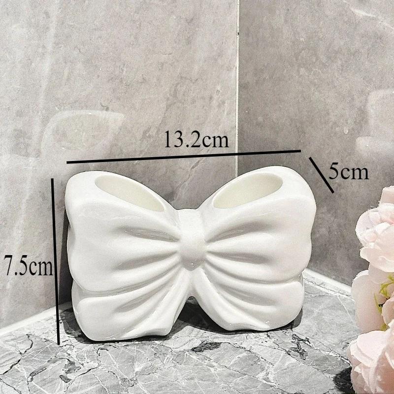 

1pc Ceramic Bow Toothbrush Holder Ornament Ceramic Toothbrush, Toothpaste Storage Rack Bathroom Accessories Brush Holder 2025new білий