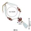 A Vintage Womens Necklace with a Zirconium Rose Fan and Pearl Tassels In Qingdao Style