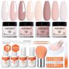 Modelones Dip-Pulver-Nagelkit, 4 Farben Nude Rosa Glitzer Dipping Starter-Set mit Flüssigkeit und komplettem Zubehör für French Nails Kunst-Salon zu Hause