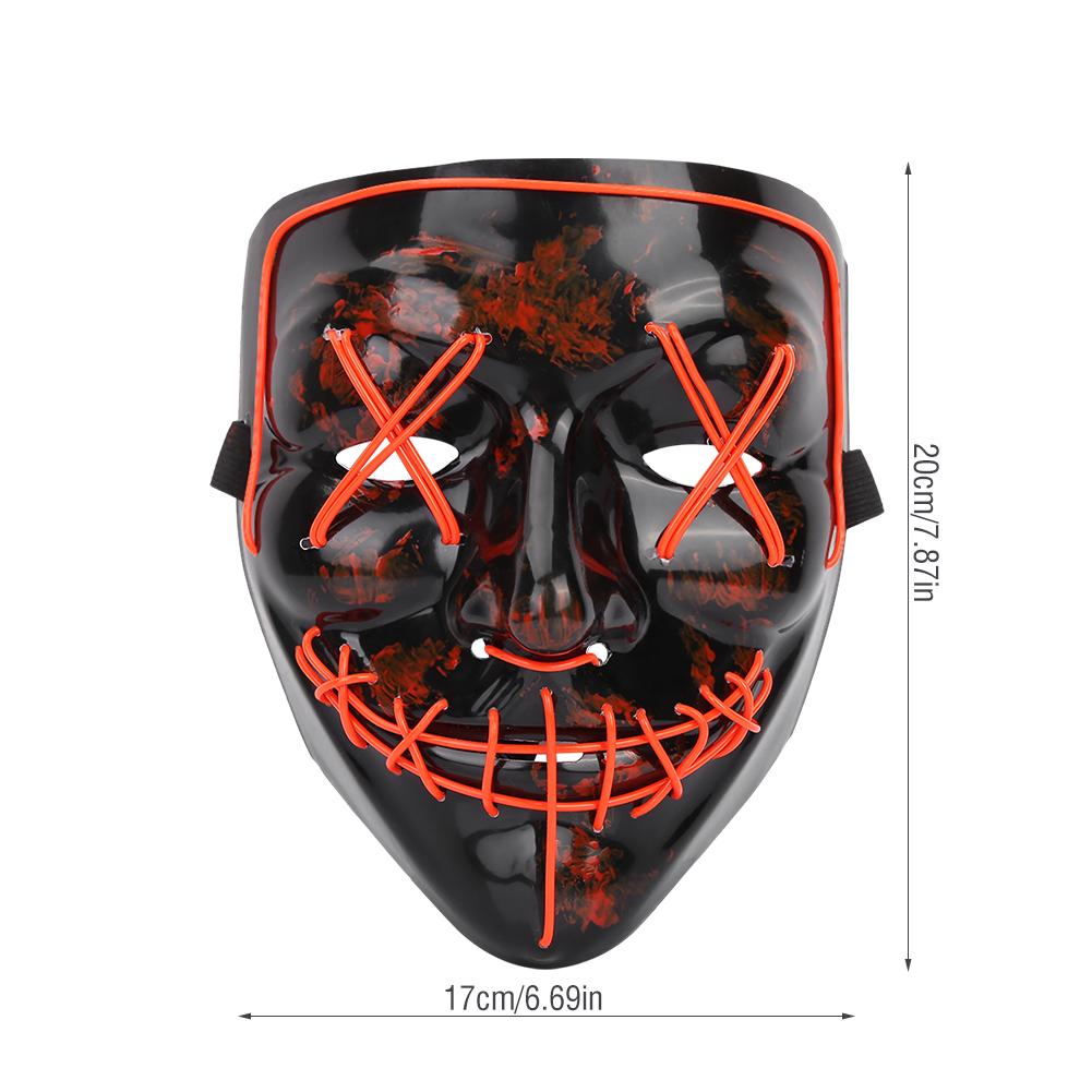 Halloween Scary LED Light Up Glow Mask Costume for Party Prop Show Decor(red)