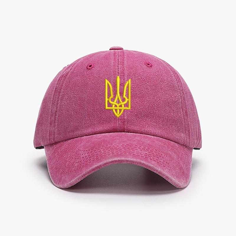 Embroidery Ukraine Trident Symbol Cotton Washed Fashion Sports Baseball Cap Adjstable Hip Hop Urban Street Style Dad Hat Visor Protection Snapback