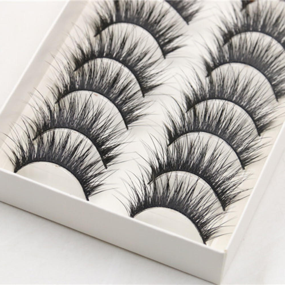 10 Pairs Thick Long Cross Party False Eyelashes Black Band Fake Eye Lashes