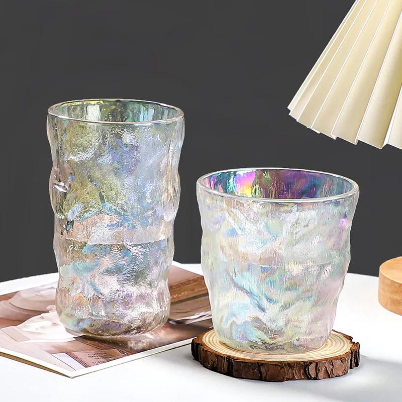 300ml/380ml Modern Colorful Glass Cup Juice Tea Cold Drink Cups Cocktail Glass Drinking Glasses Glacier Wine Glass Holiday Gifts