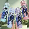 1PC Birthday Boy Number 4 Sport Print 750ml Color Plastic Sports Water Bottle Leakproof Flip Straw Lid Suitable for Sports Office Home Use