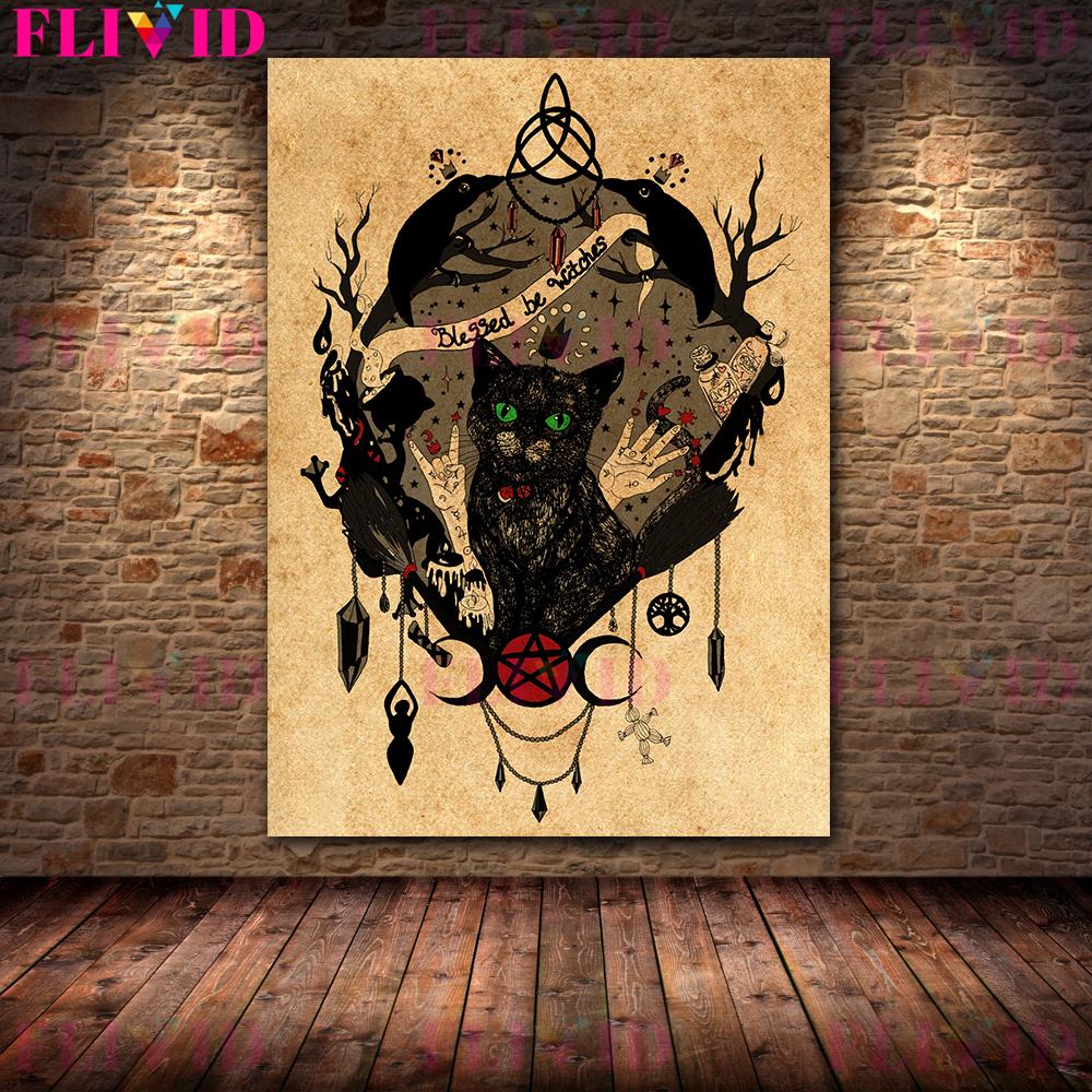 Retro Şeytan Takımyıldızı Kehanet Posteri Gotik Karanlık Şeytan Takımyıldızı Duvar
