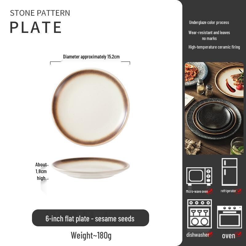 Retro Japanese Ceramic Plate: Creative Black Glaze Dish for Home and Restaurant