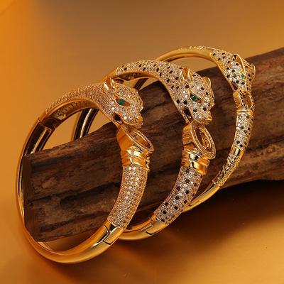 New Fashion Jewelry Micro-inlaid Zirconia Women's Exaggerated Retro Leopard Bracelet