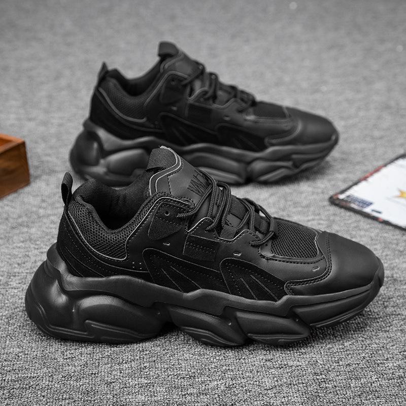 

Новые трендовые корейские спортивные повседневные туфли на толстой подошве большого размера, лоферы для папы онлайн, стильные кроссовки с белым кожаным дизайном 39 чёрный