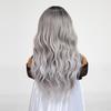 ALAN Long Ombre Dark Root to Grey Paruky Vlnité kudrnaté syntetické paruky pro ženy Denní Cospaly Natural Party Tepelně odolné